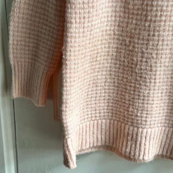 Lou & Grey Grid Knit Crewneck Cardigan Sweater Alpaca - Picture 5 of 8